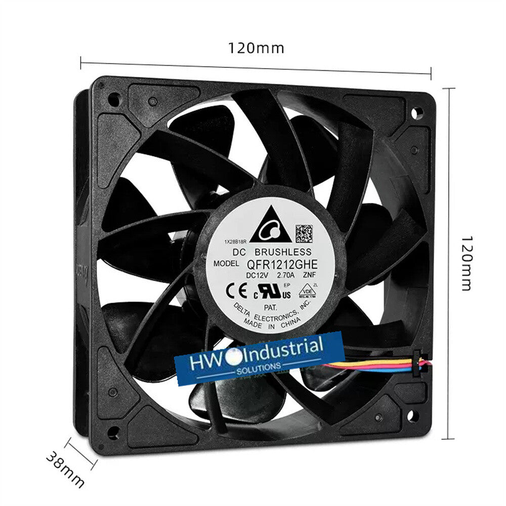 Delta QFR1212GHE High Speed GPU Cooling Fan 120X120X38mm DC12V 2.7A 4wires
