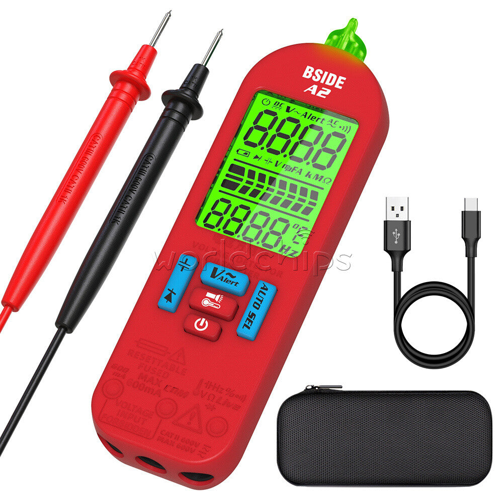 BSIDE A2 Digital Multimeter Voltmeter Auto Range DC/AC Voltage Resistance Tester