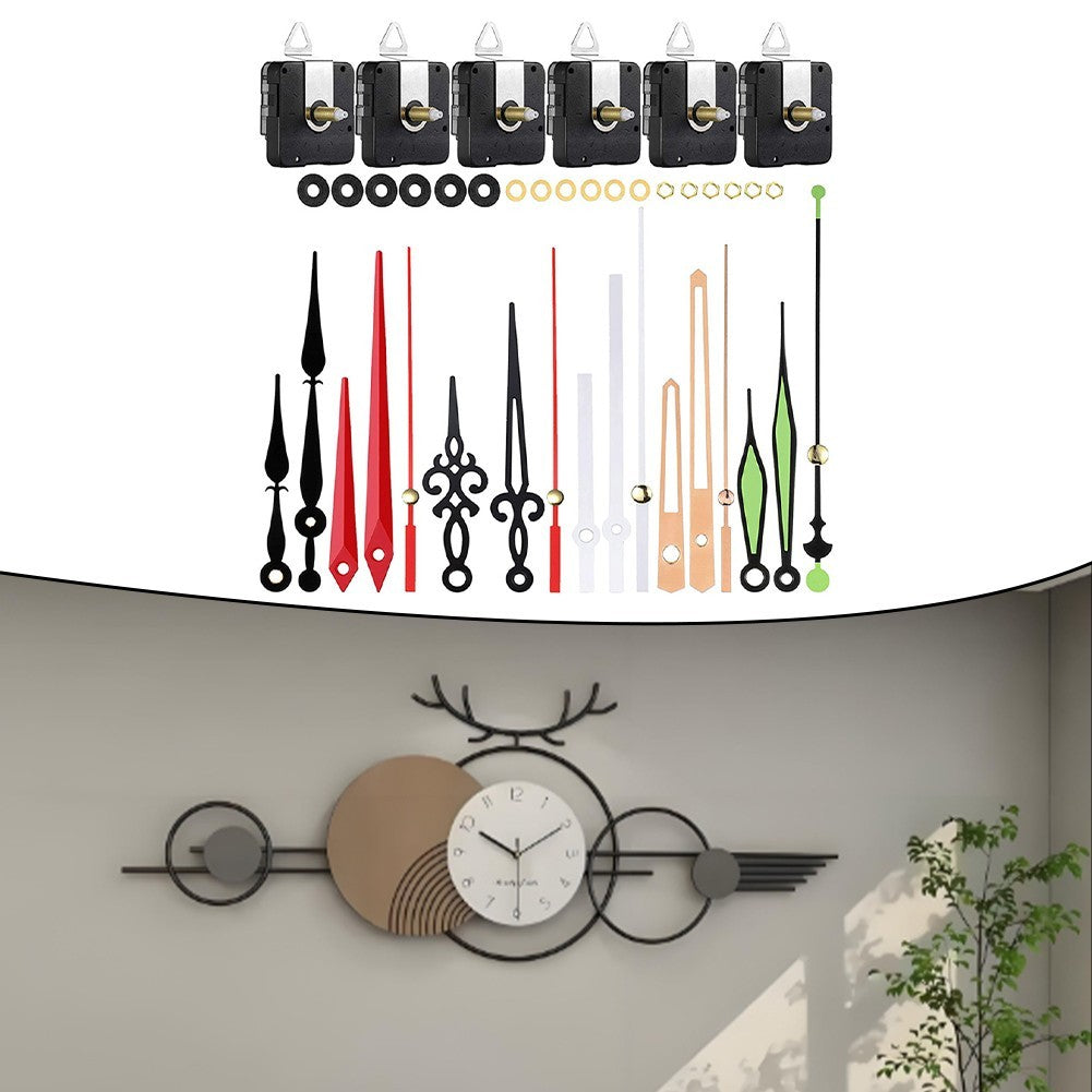 Silent Quartz Clock Movement Kit with 6 Metal Hands for Clock Projects
