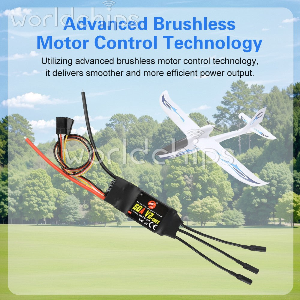 40A 50A Brushless ESC Electronic Speed Controller 3-4S for RC FPV Fixed-Wing