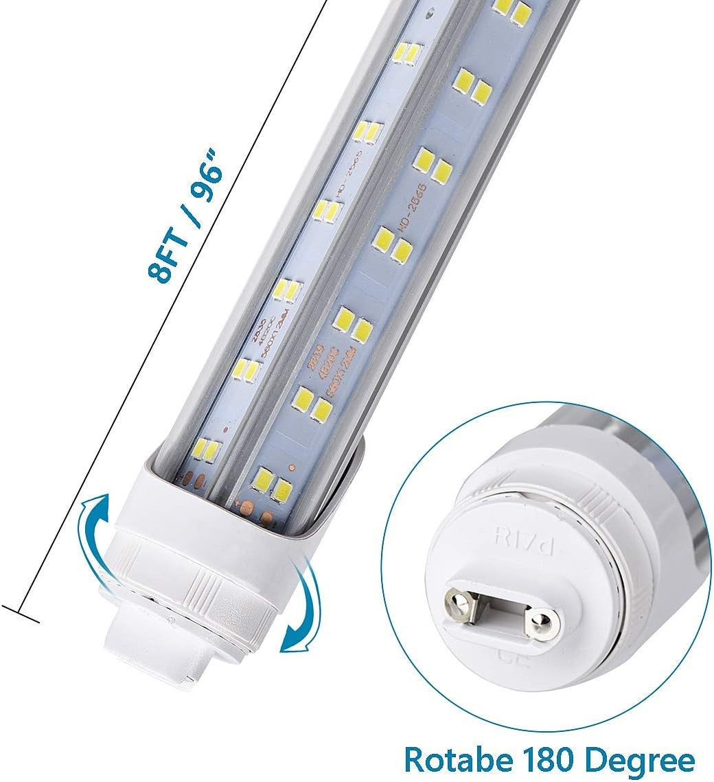 10-Pack 100W V-Shaped LED Tube Lights, 8FT 6000K 14500LM, Clear Cover