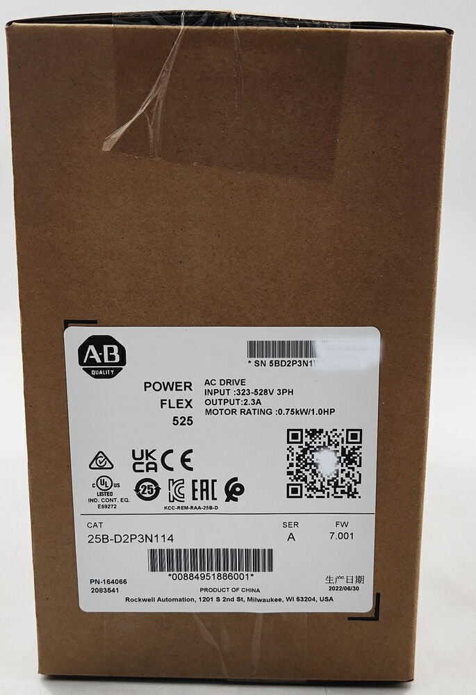 For Allen-Bradley 25B-D2P3N114 Ser A PowerFlex 525 0.75kW (1Hp) AC Drive Sealed