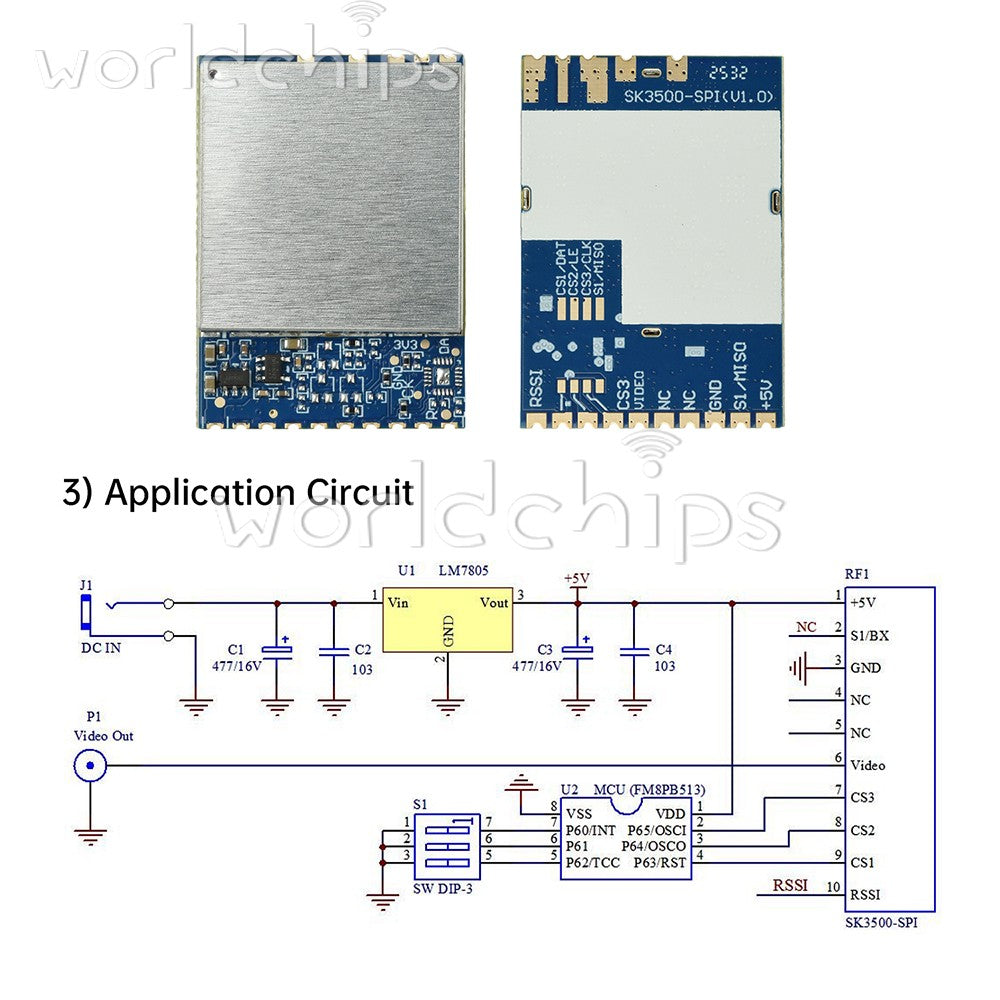 3.3Ghz FPV Analog Wireless Audio Video Transmission Receiving Module 64CH VRX