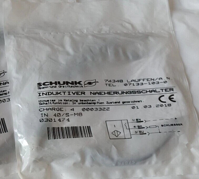 SCHUNK IN40/S-M8 0301474 Proximity Sensor IN 40/S-M8#P