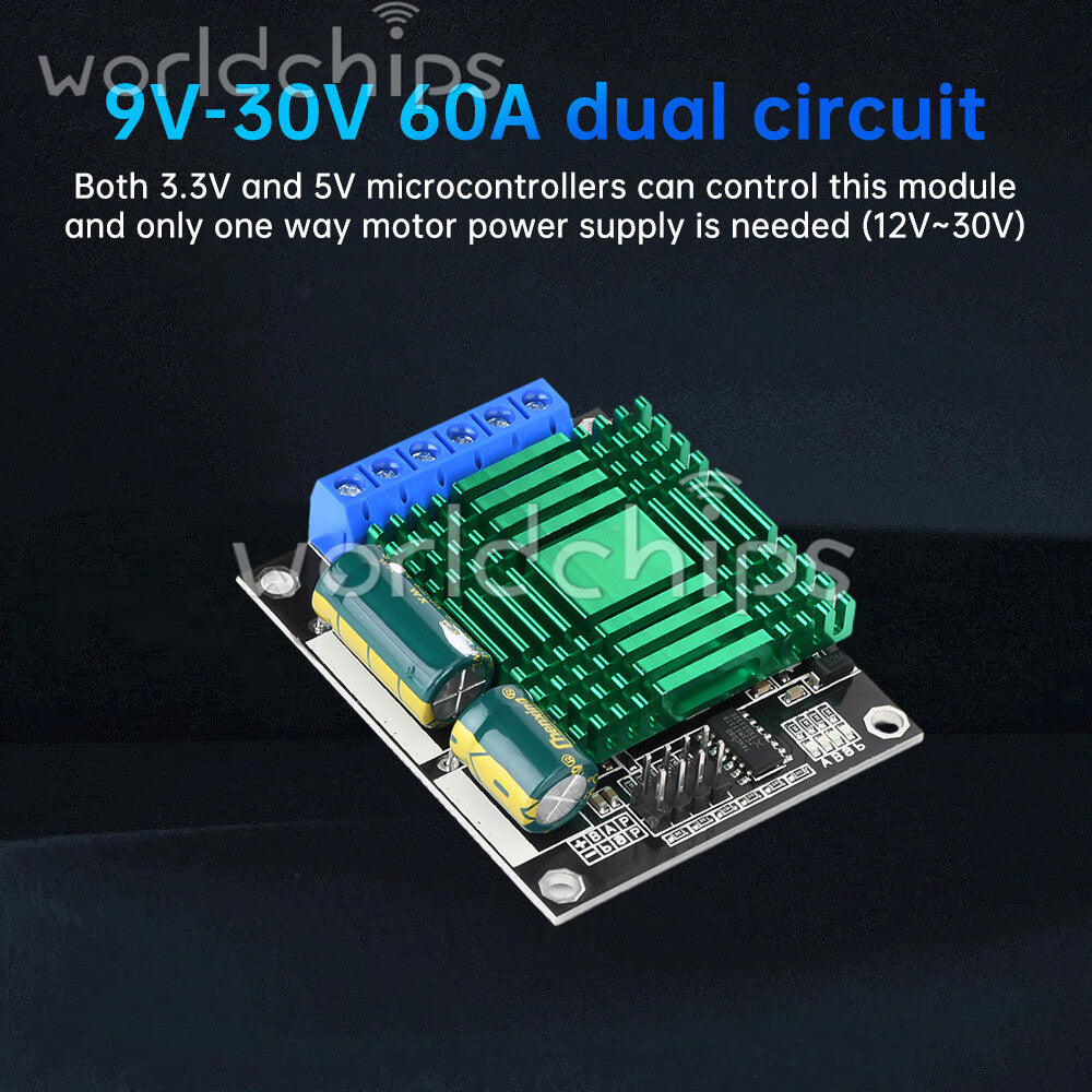 9V-30V 60A Dual PWM DC Motor Driver Module High Power H-Bridge Speed Controller