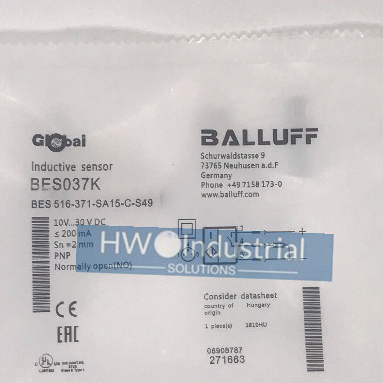 1PC BALLUFF BES037K Inductive Proximity Switch BES 516-371-SA15-C-S49