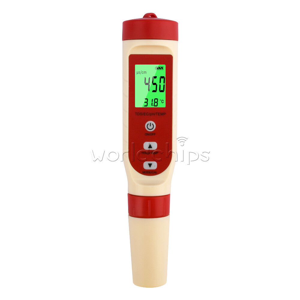 4-In-1 PH TDS EC Temperature Meter Tester Water Quality Test Pen for Hydroponic