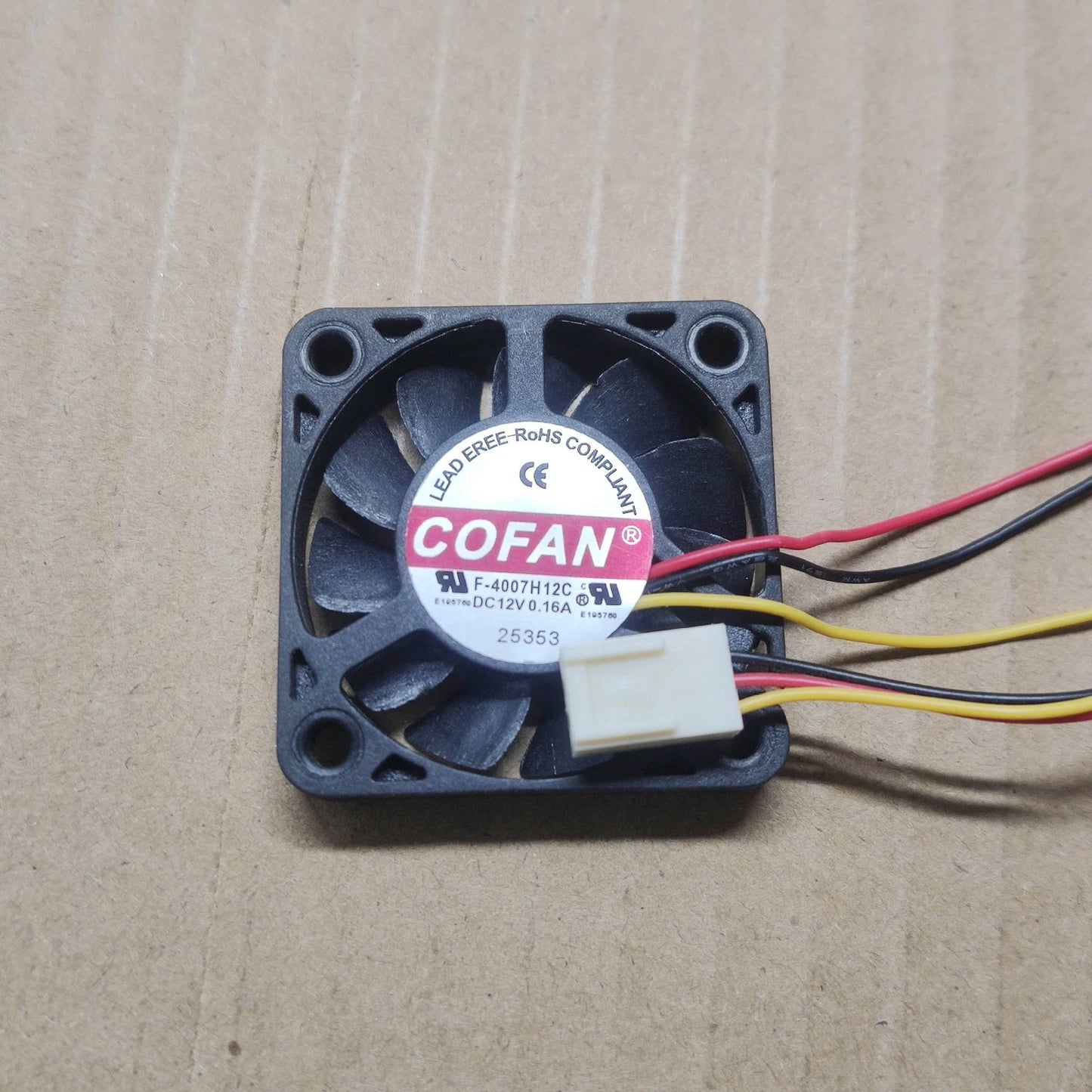 1PC  3 wire small chassis cooling fan F-4007H12C 12V 4 cm 0.16A