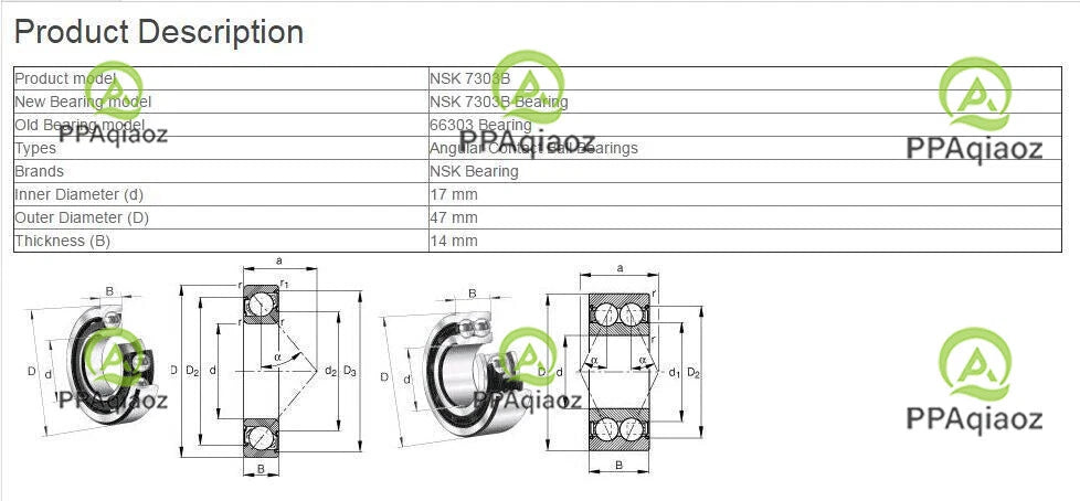 1PC NSK 7303B Angular Contact Ball Bearings 17x47x14mm. #P