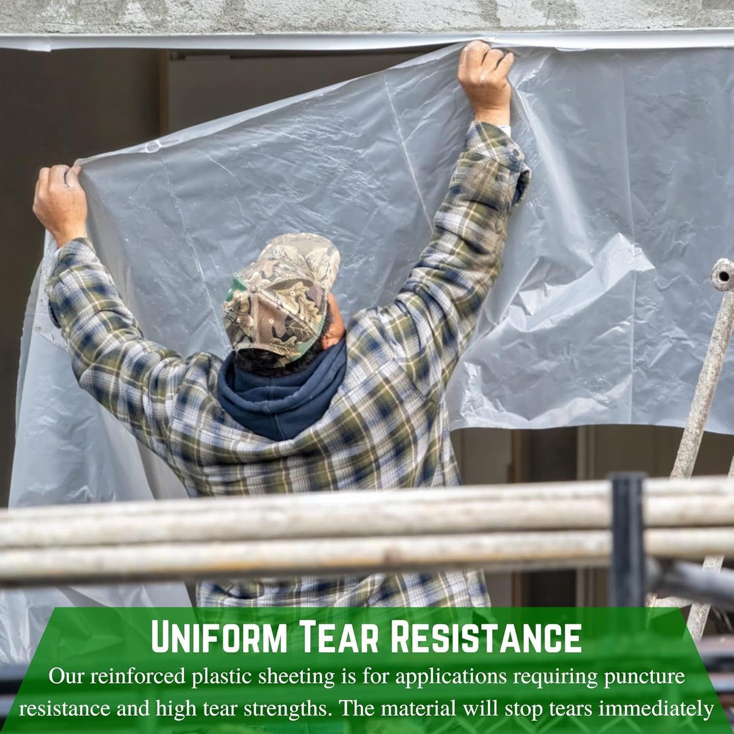 Reinforced Clear Plastic Sheeting, 6 Mil, 20' x 100', Tear Resistant