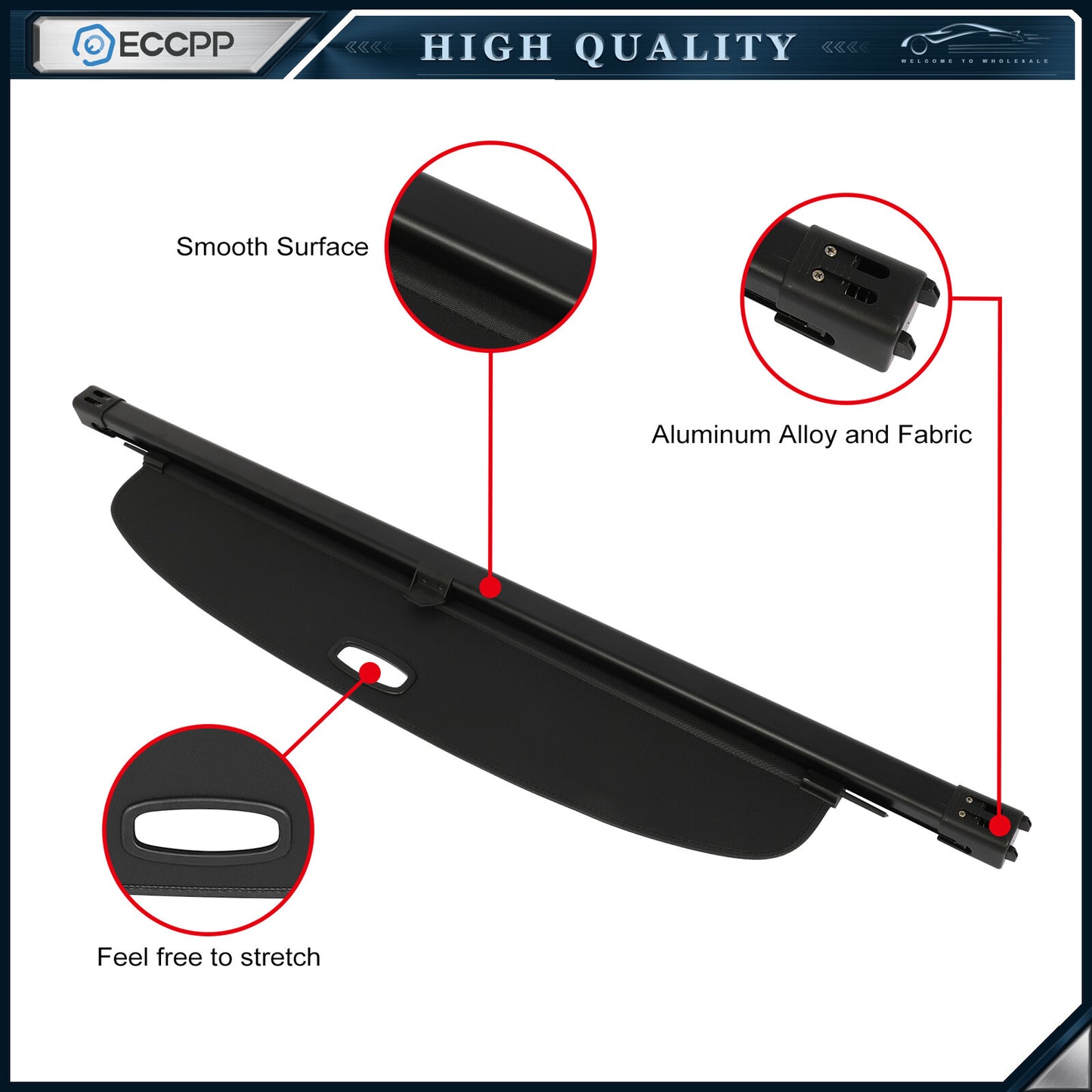 Car Rear Trunk Cargo Cover For Audi Q7 2016-2018 Security Shield Shade Black