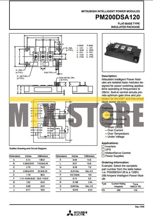 1PCS   MITSUBISHI Module PM200DSA120 PM200DSA-120 Quality Assurance