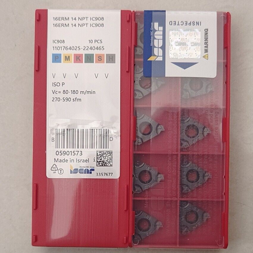 10Pcs For ISCAR 16ERM 14NPT IC908 CNC carbide inserts Indexable Threaded Inserts