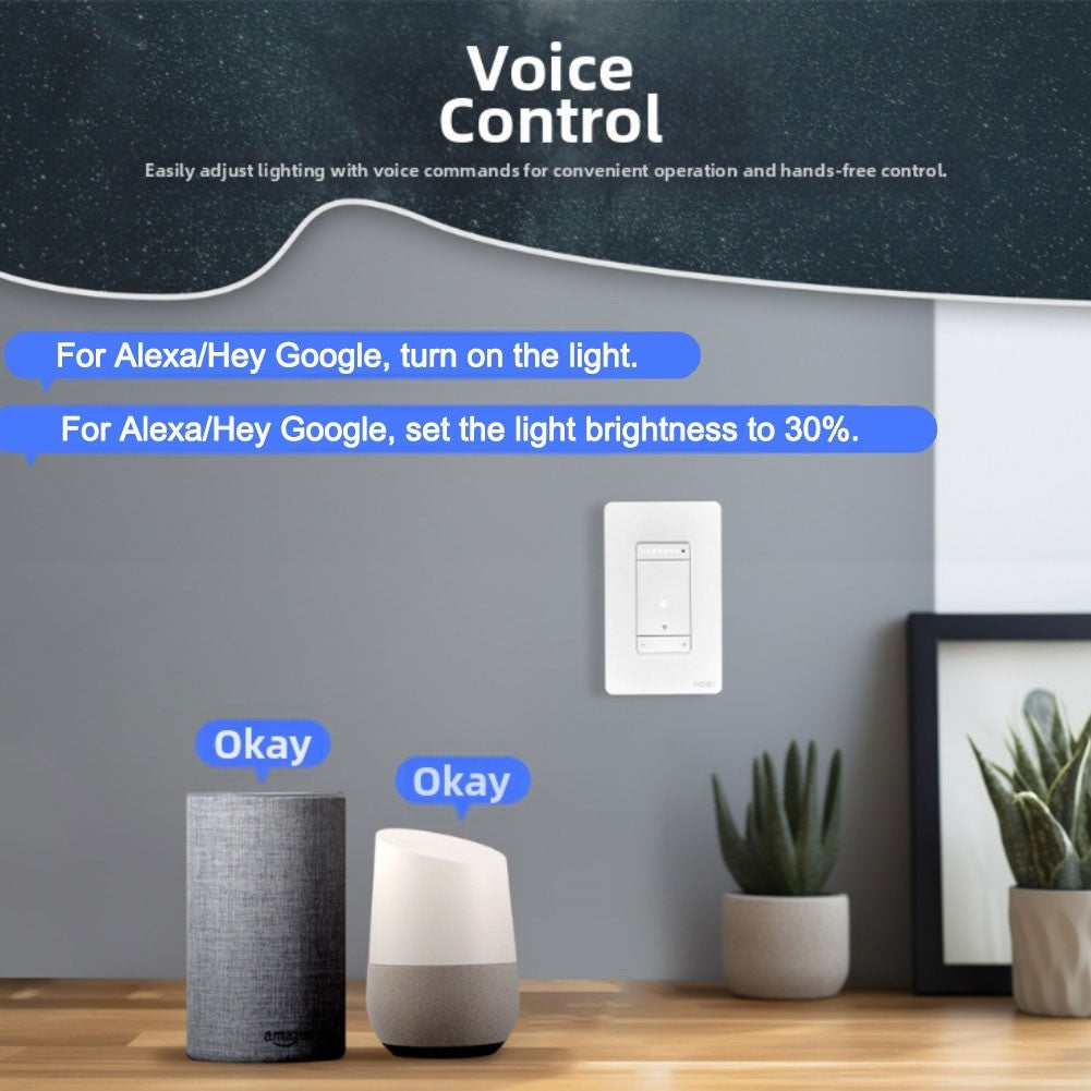 Smart WiFi Enabled Dimmer Wall Switch with Voice and Dual Control Options