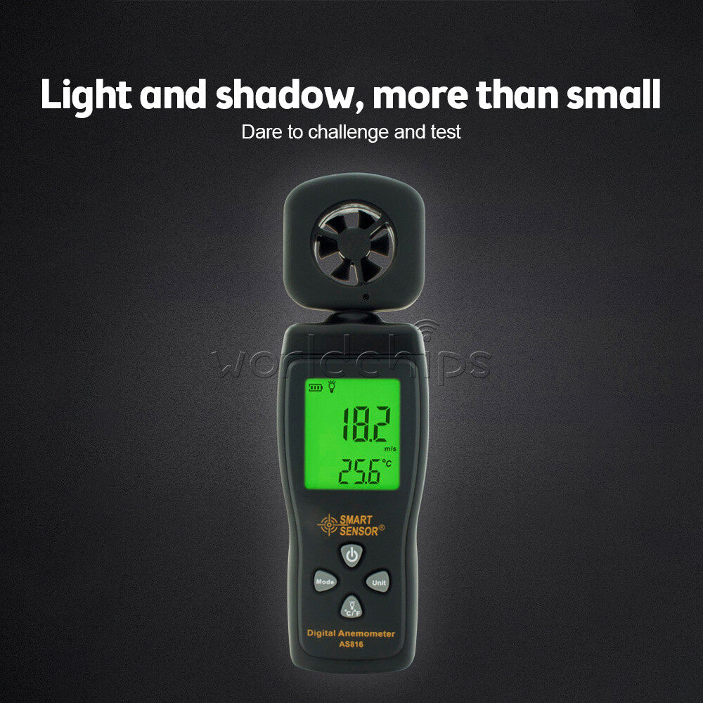 AS816 Anemograph Air Flow Meter Anemometer Handheld Digital Wind Speed Measure