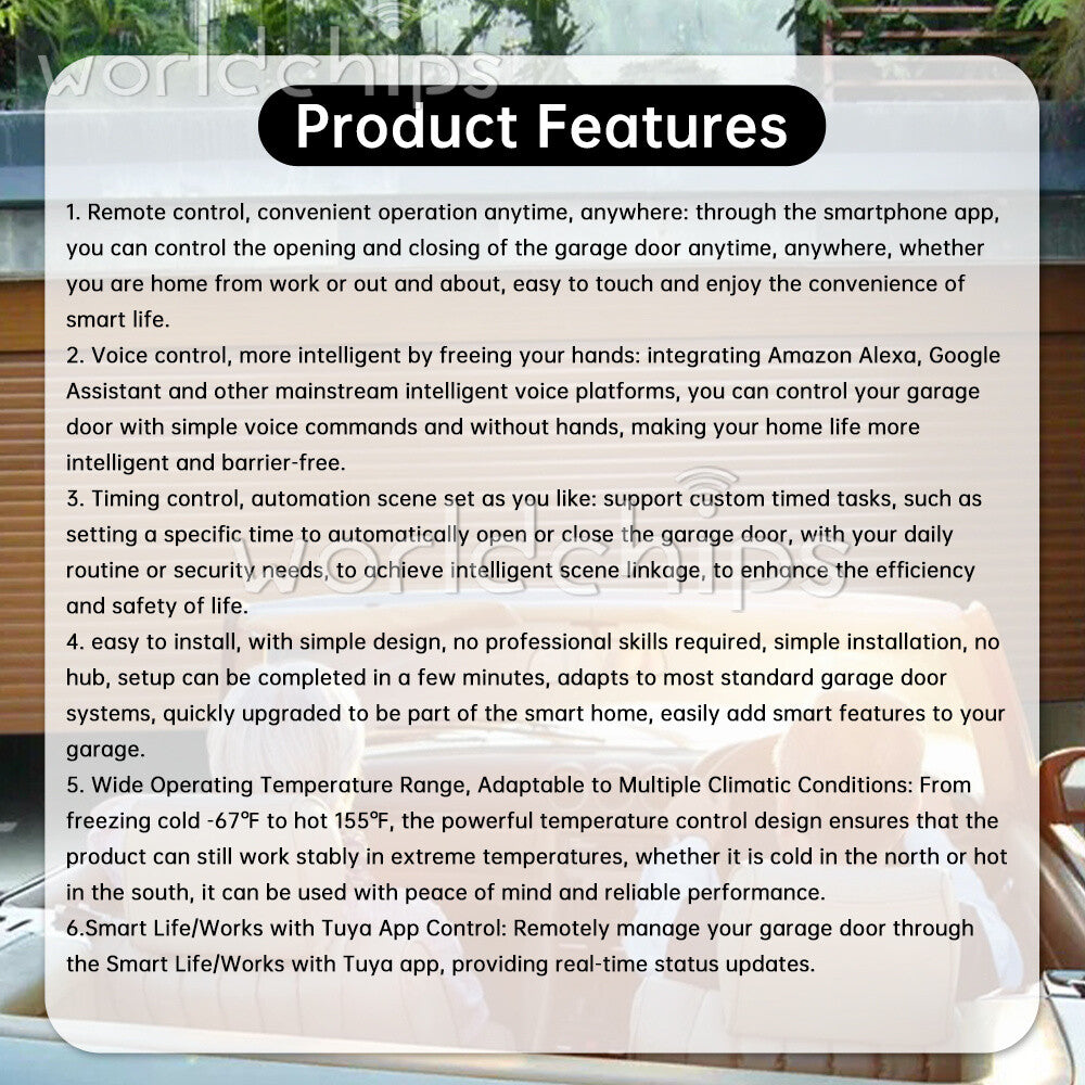 Tuya WIFI Smart Garage Door Controller APP Remote Control Timing Voice Control