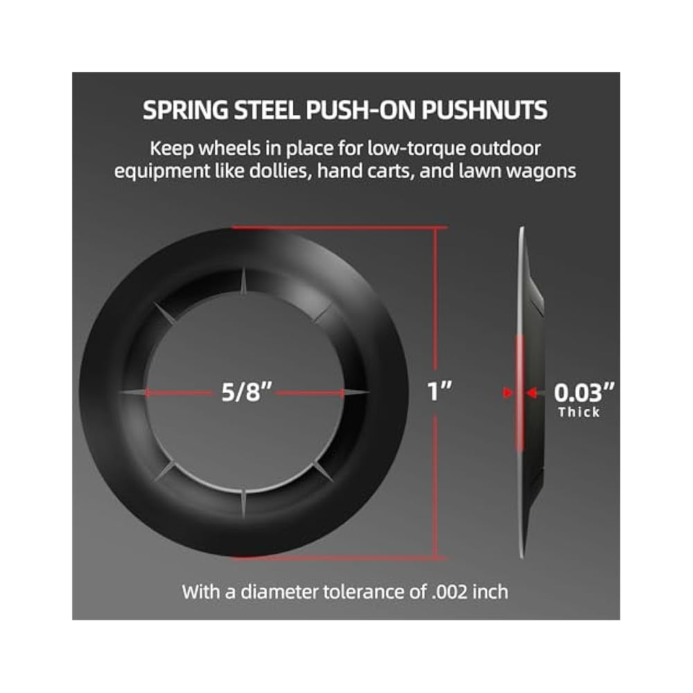 8-Pack Spring Steel Push-On Pushnuts, Fits 5/8" Dolly Axle Rods
