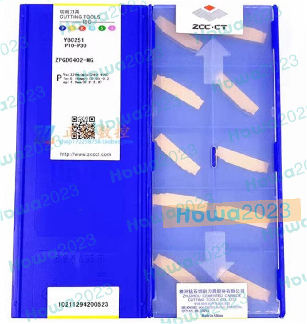 10pcs/Box ZCC.CT ZPGD0402-MG YBC251 CNC Carbide Inserts Grooving Blade