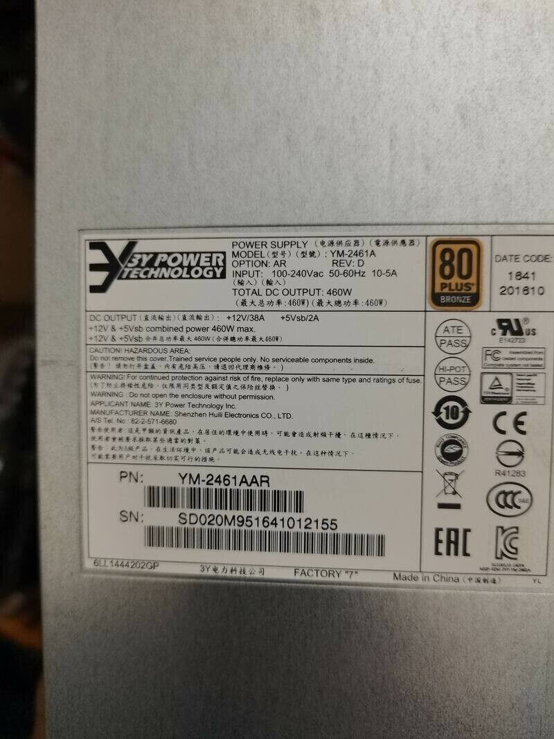 1pcs  3Y YM-2461A 460W hard drive cabinet power supply YM-2461AAR