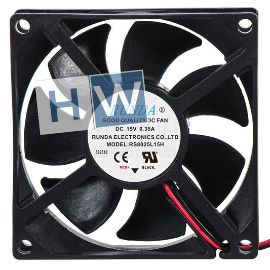 1PC RUNDA RS8025L15H 15V 0.35A 8CM 80*80*25mm Cooling Fan 2-wire