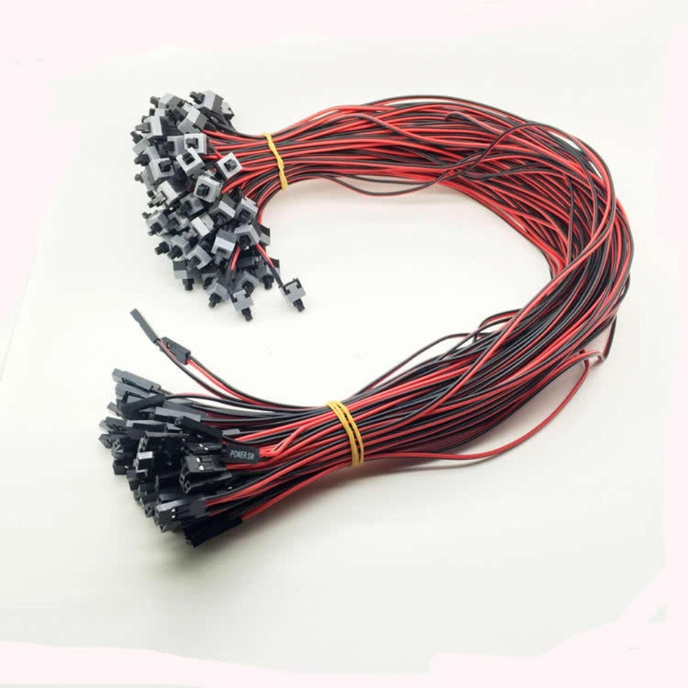 50PCS Computer Power Reset Switch Cable with Red Black Color for Motherboards