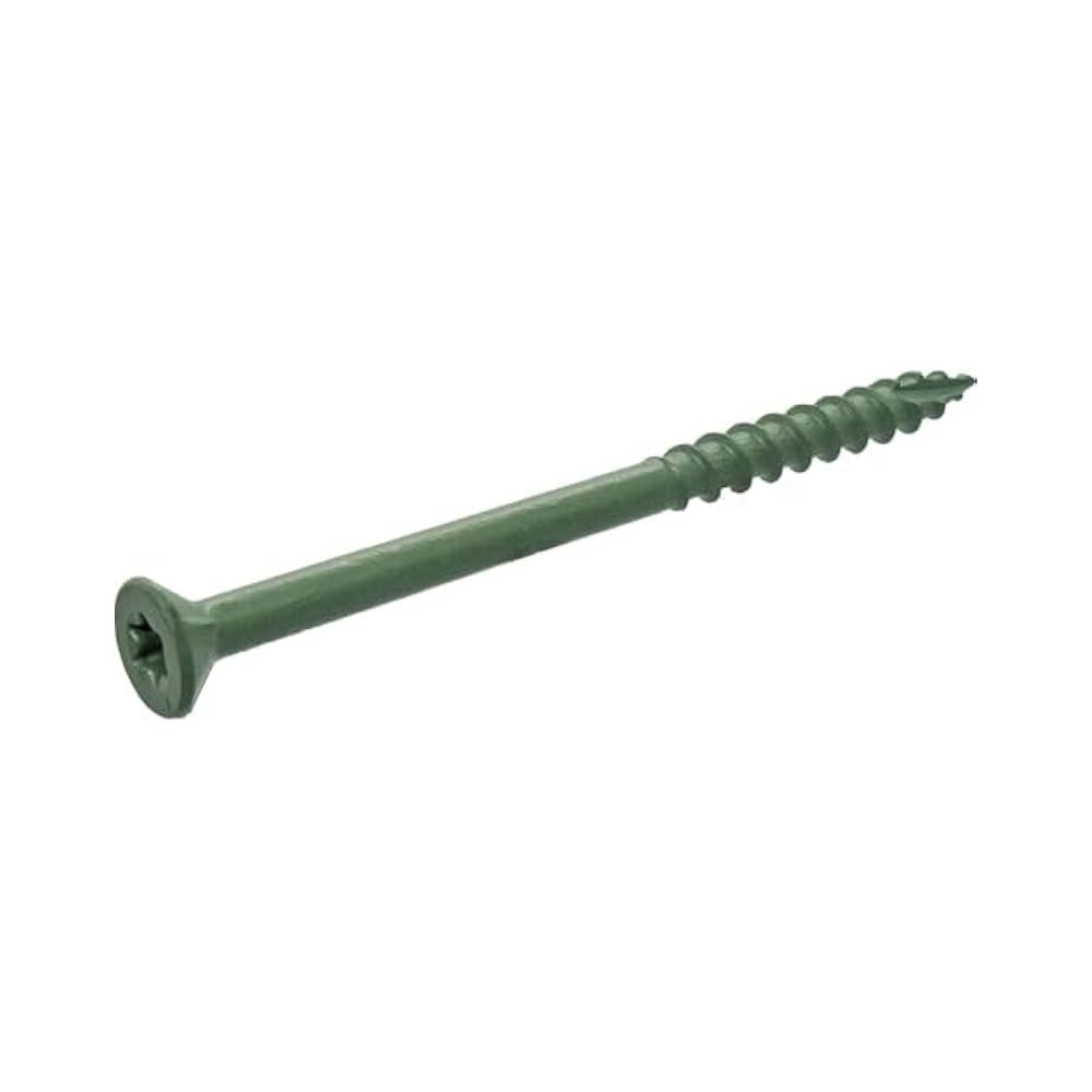 PrimeGuard Plus No. 9 Wire, 3-in Deck Screws, Green Star Flat Head, 25 lb Pack