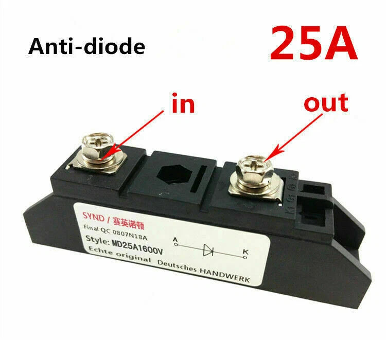 1x 25A 1600V anti-back charge diode MD25A1600V anti-diode