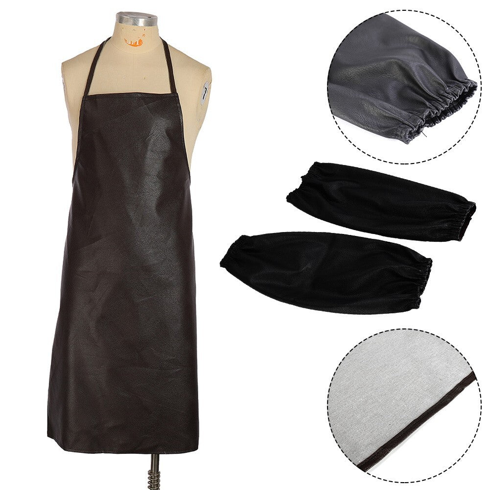 38.2 Inch Leather Welding Work Apron Heat Resistant & Flame Retardant Welder-Bib