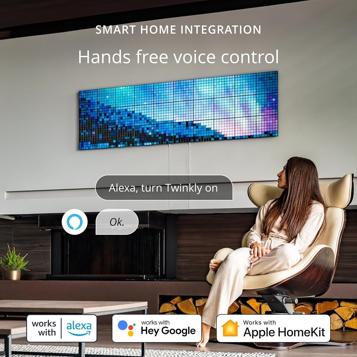 App-Controlled LED Wall Panels, Squares Kit, 64 RGB Pixels, 16M Colors