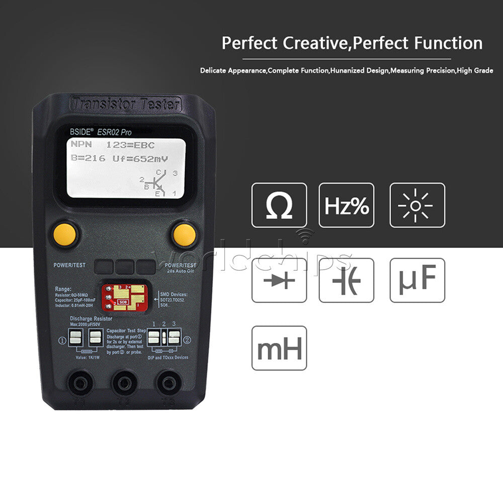Transistor Tester Detector Meter ESR/SMD Diode Triode Smart Resistor LCD Display