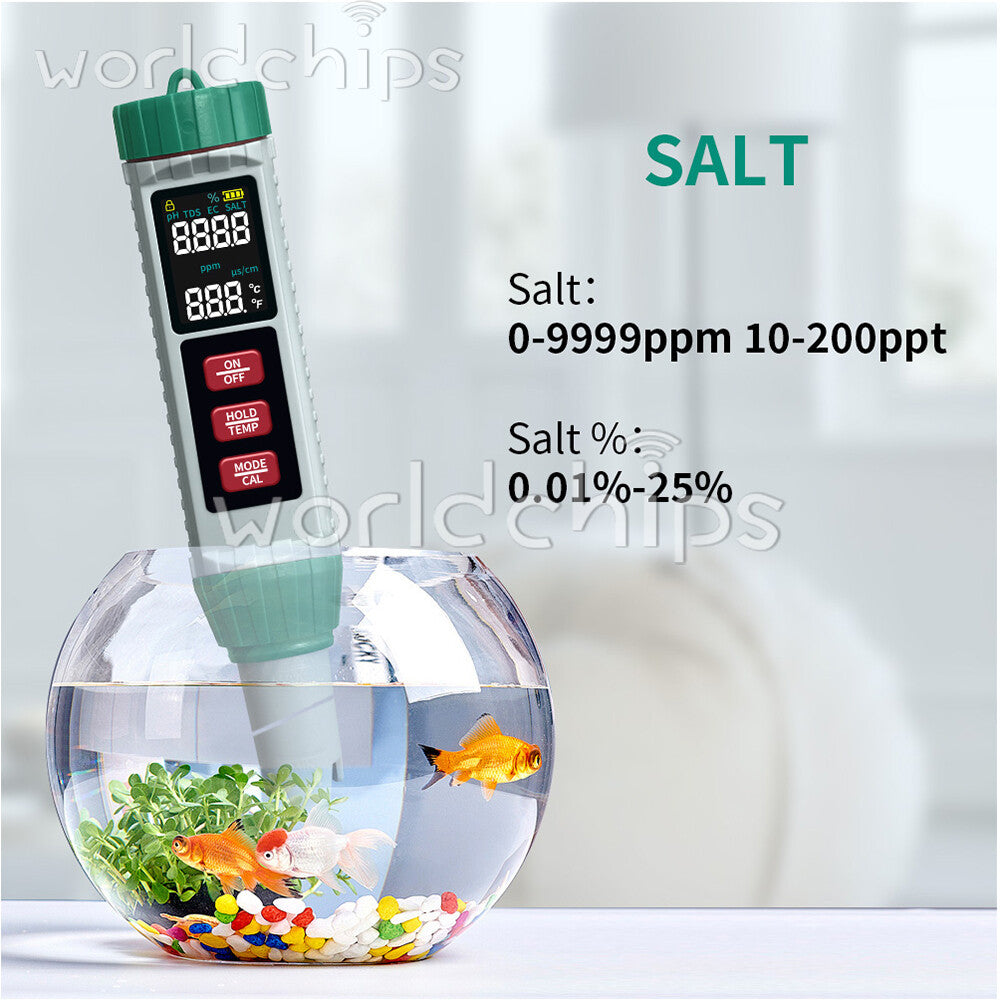 PH/EC/TDS/Salinity/Temperature 5-in-1 High Precision Digital Water Quality Meter