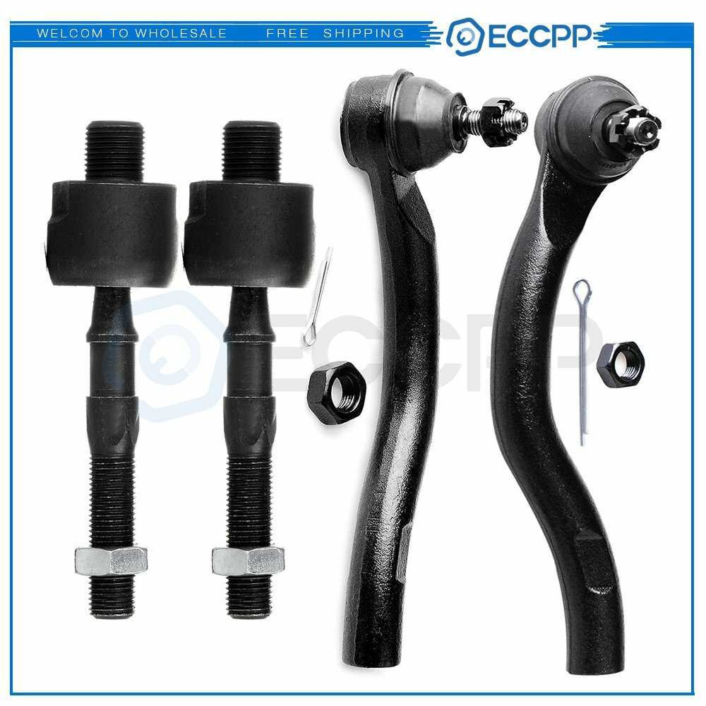 4pcs Inner & Outer Tie Rod End Links For 2004-2008 Acura TSX & Honda Accord 2.4L