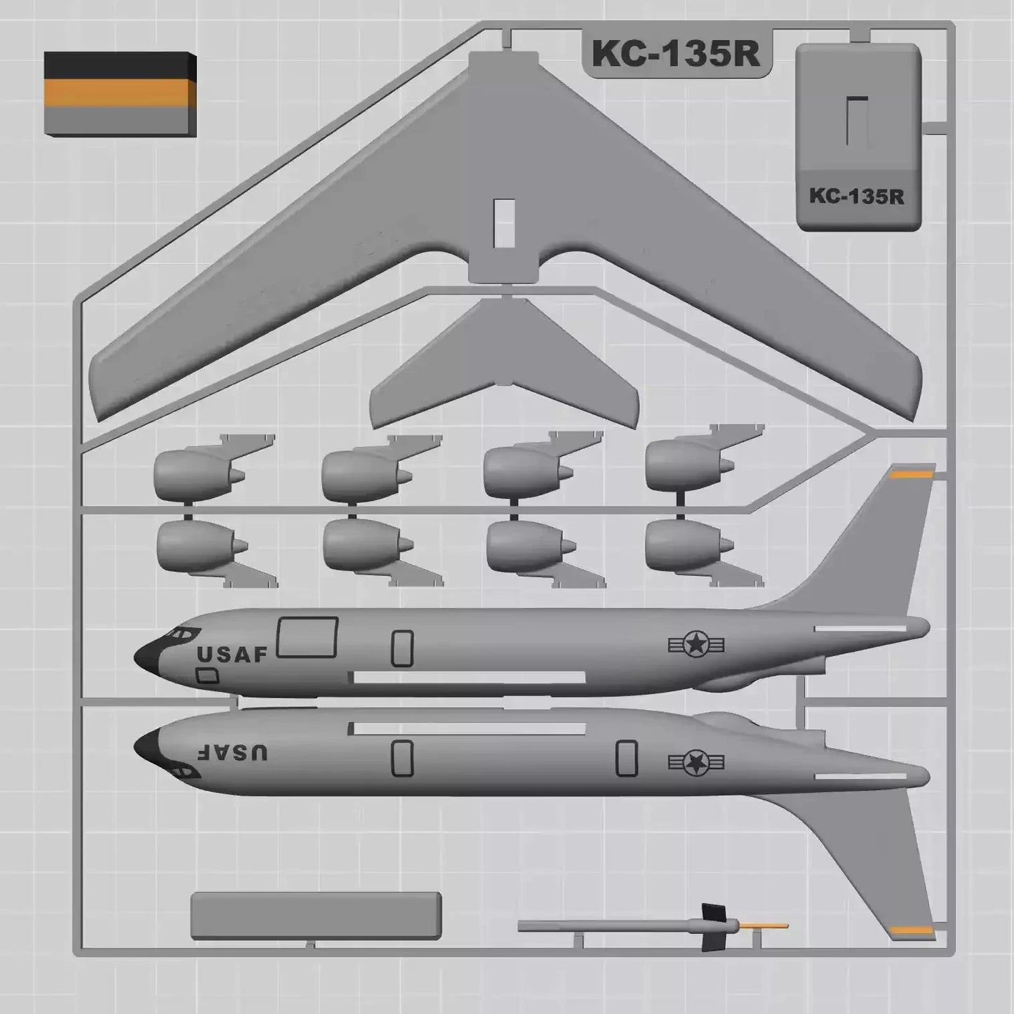 3D Print KC-135R Stratotanker Aerial Tanker Sprue Assembly Hobby Model