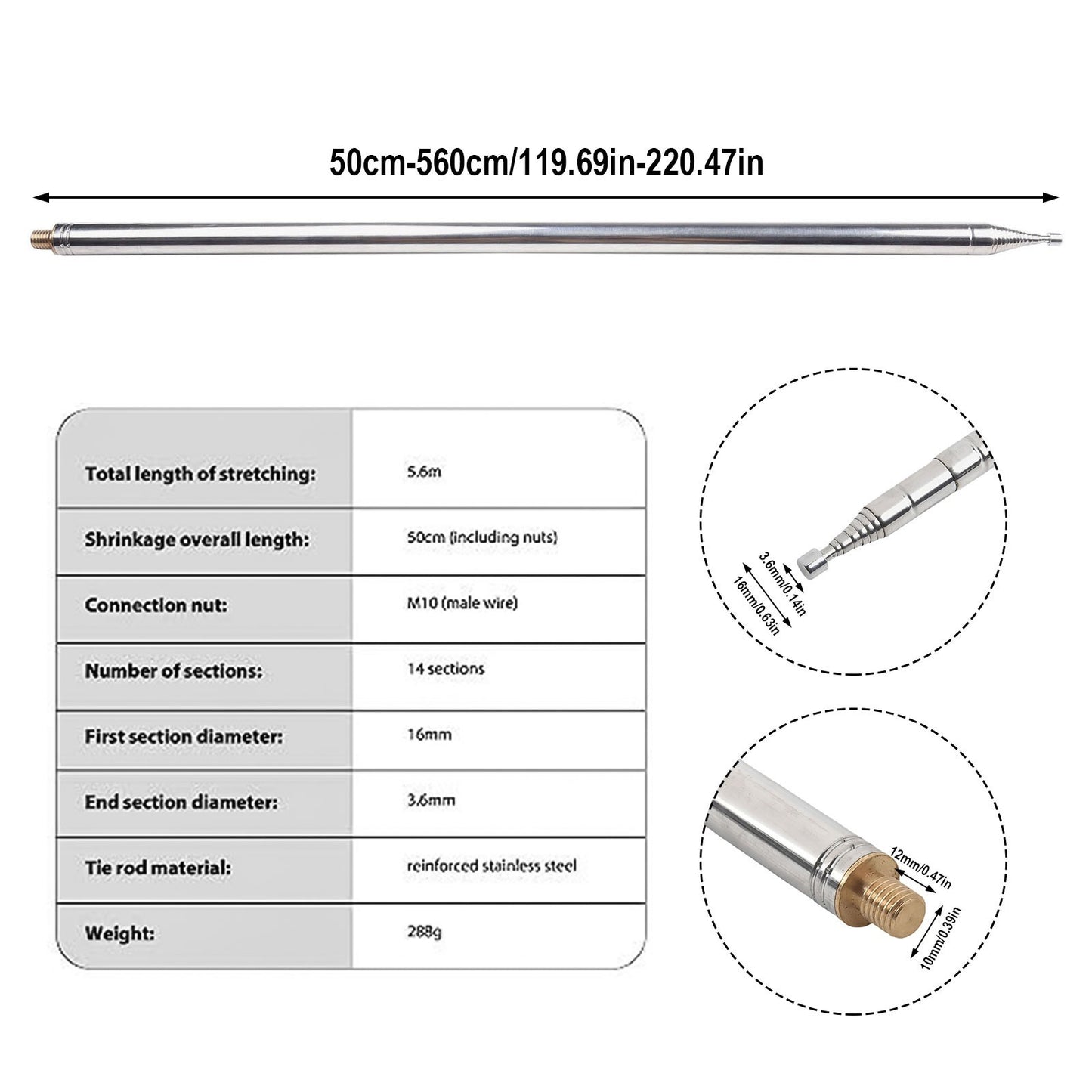 5.6M/18.4FT For GP Telescopic Antenna/Ham Radio Shortwave Antenna/Yagi-Antenna
