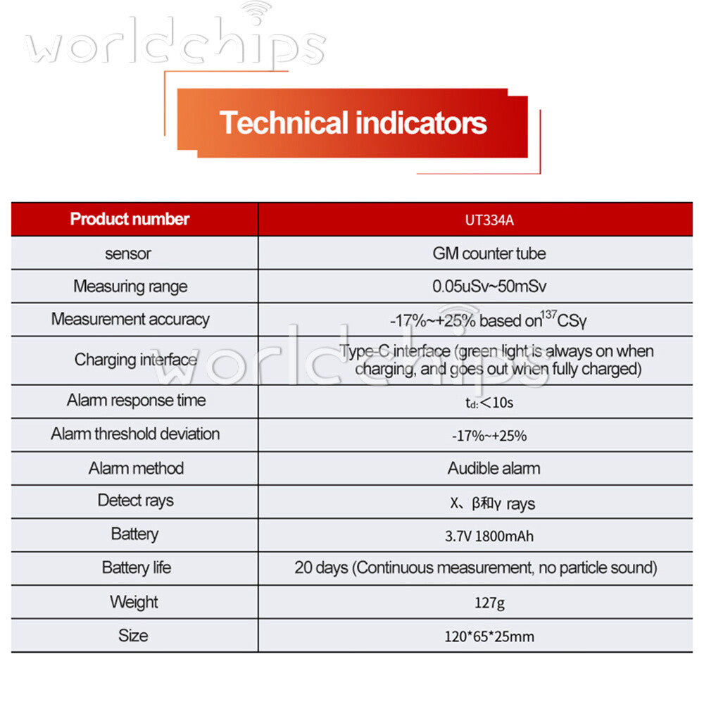 UNI-T UT334A Electromagnetic Radiation Tester Geiger Counter X β γ Ray Detector