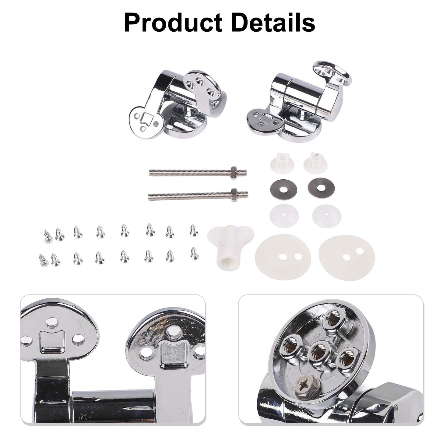 Toilet Seat Replacement Hinges Set Featuring Soft Close Mechanism For Quiet Use
