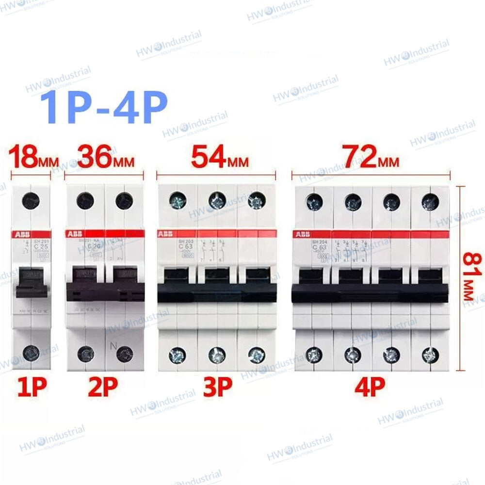 1Piece ABB 1P C-type Circuit Breaker SH201 Series 2A 3A 4A 6A10A 16A 20A 25A 32A