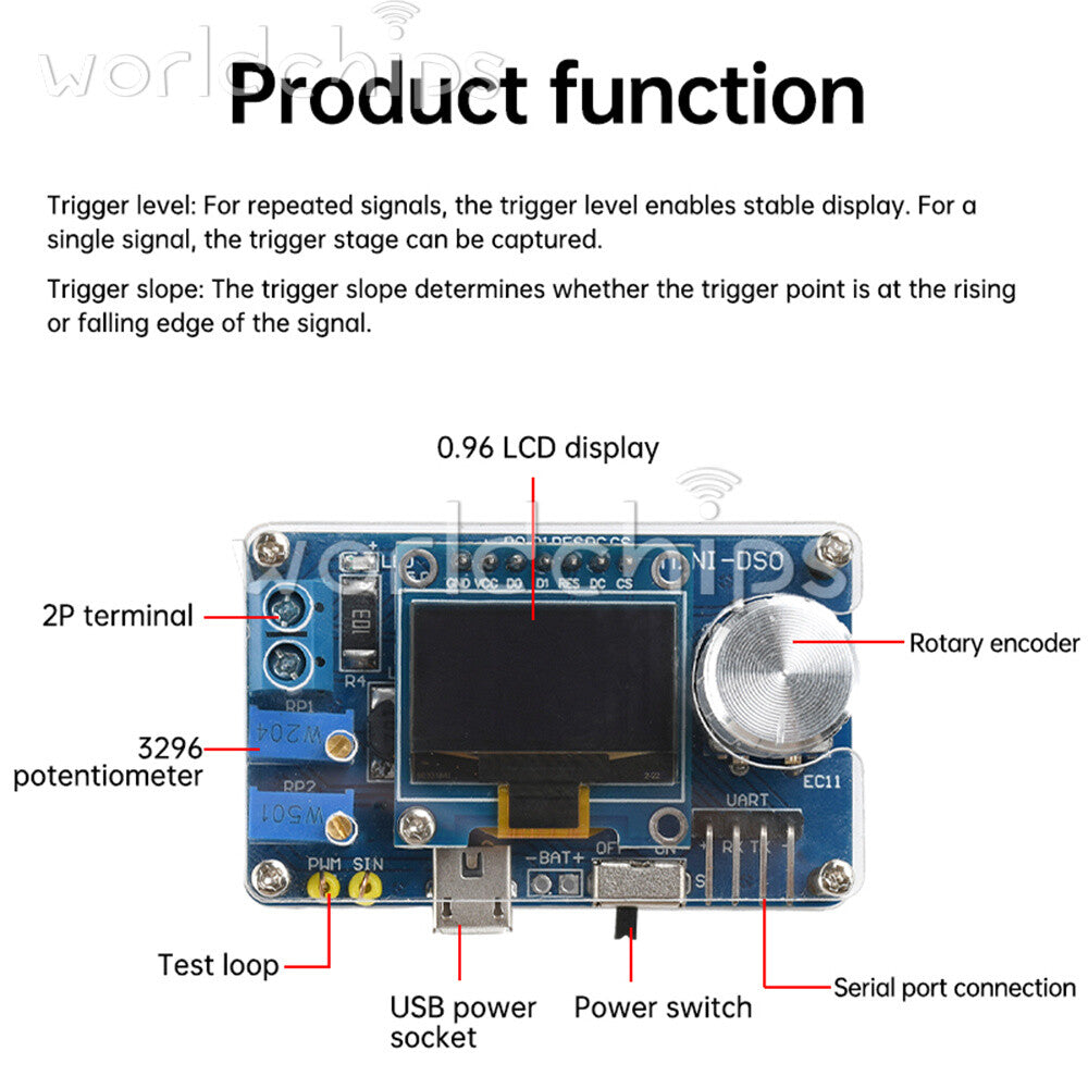 DIY Mini Digital Oscilloscope Electronic Kit STC Soldering Practice Project Kit