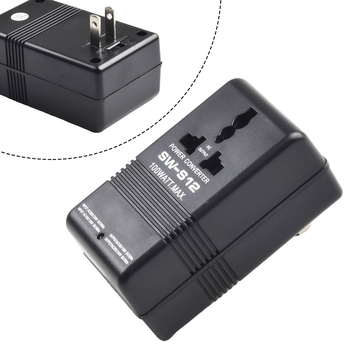 Travel Sized Dual Channel Converter Transformer 1PCS 110/120V to 220/240V