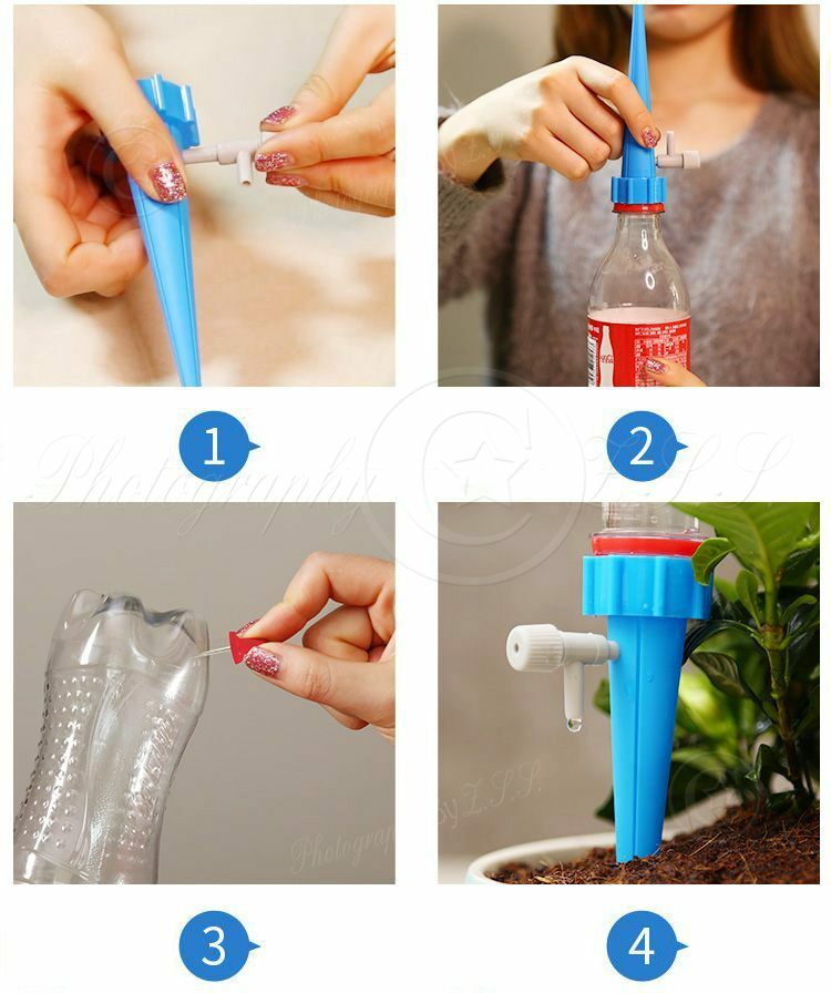 2x Automatic Adjustable Cola Bottle Drip Irrigation Flower Waterer When Vacation