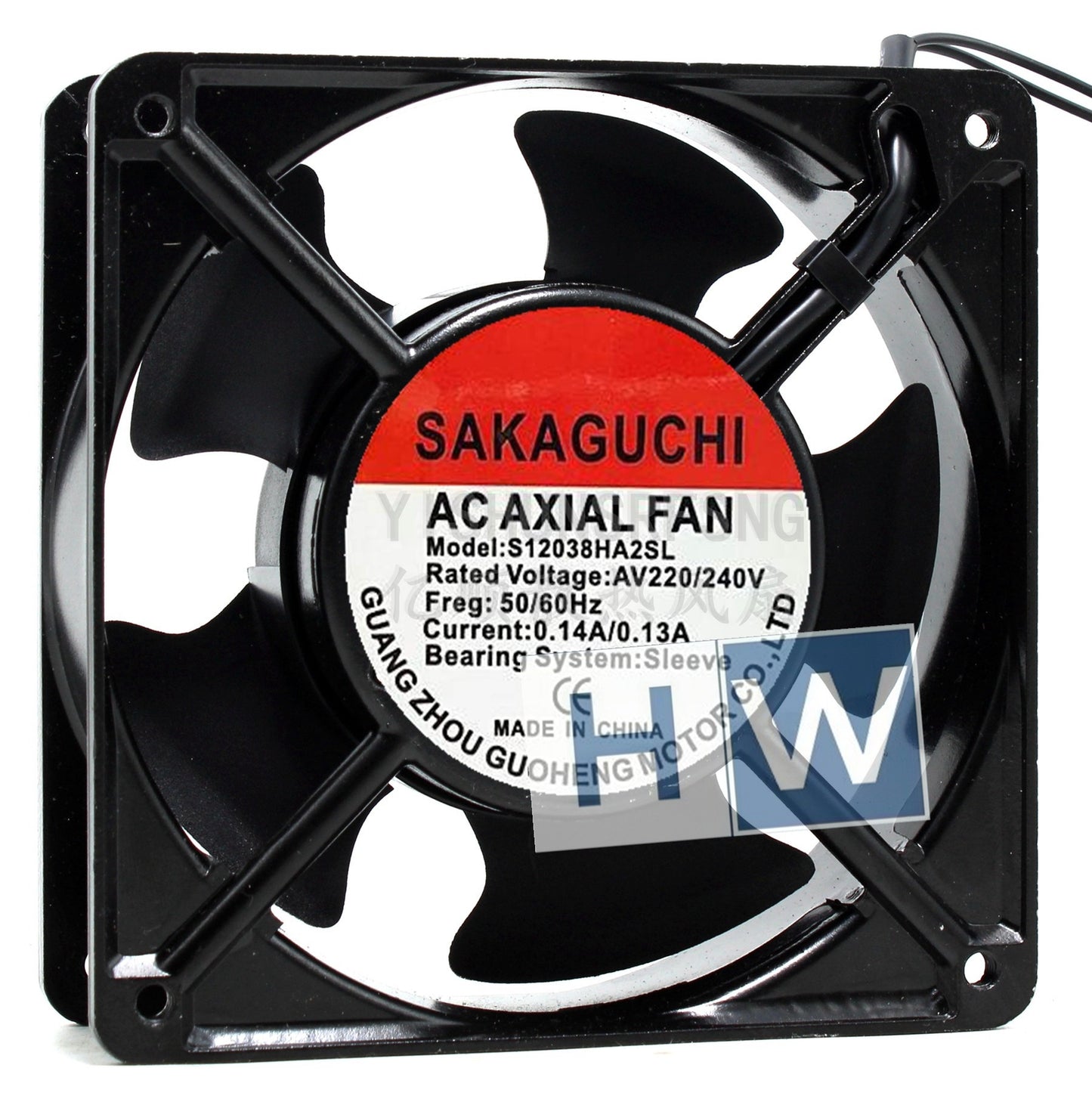 1PC SAKAGUCHI S12038HA2SL AC220-240V 0.14A/0.13A 12CM 2-wire Cabinet Axial Fan