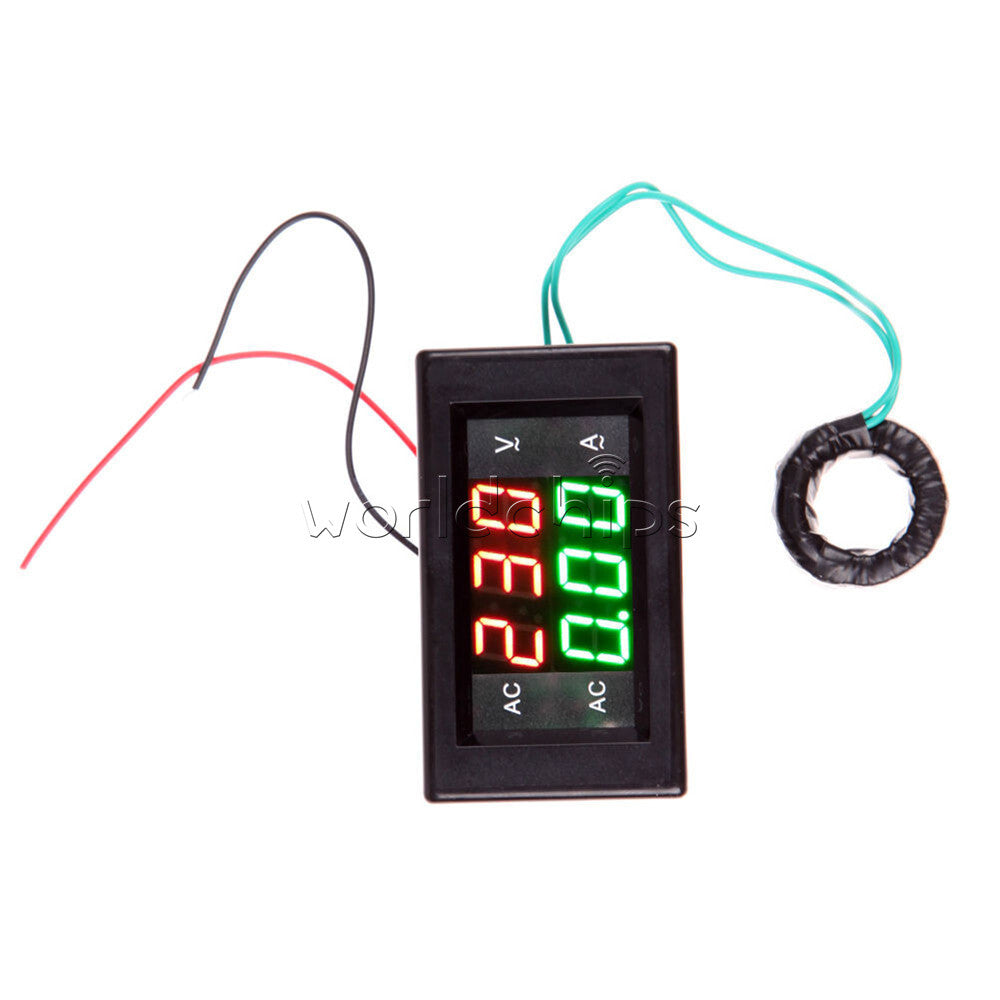 Dual LCD Digital Voltmeter Ammeter AC Voltage & Current Meter 80-300V 0.1-100A