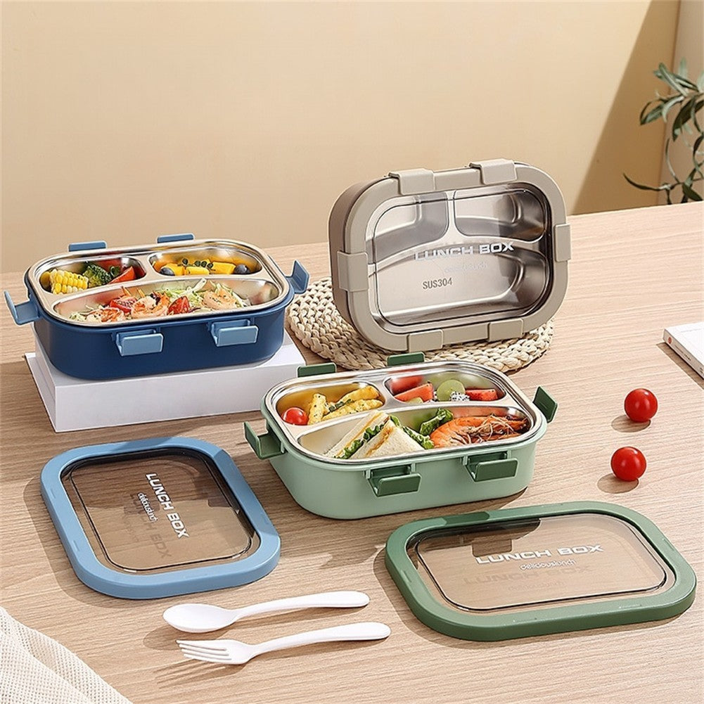 Three Compartment Stainless Steel Lunch Box Leakproof Container for Adults