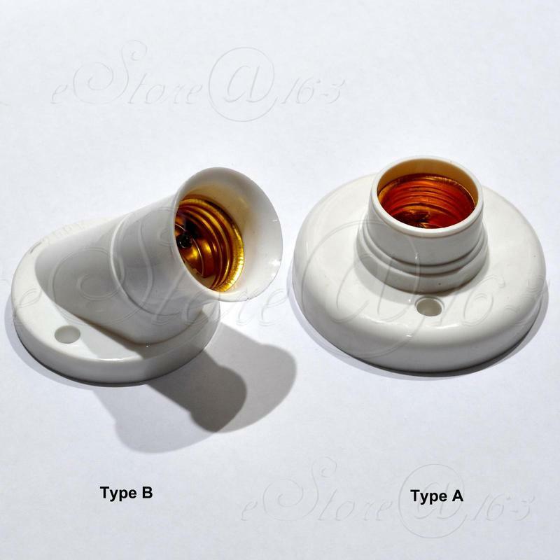 2x E27 Screw Base Round Oblique Wall / Celling Mounted Light Bulb Lamp Socket -B
