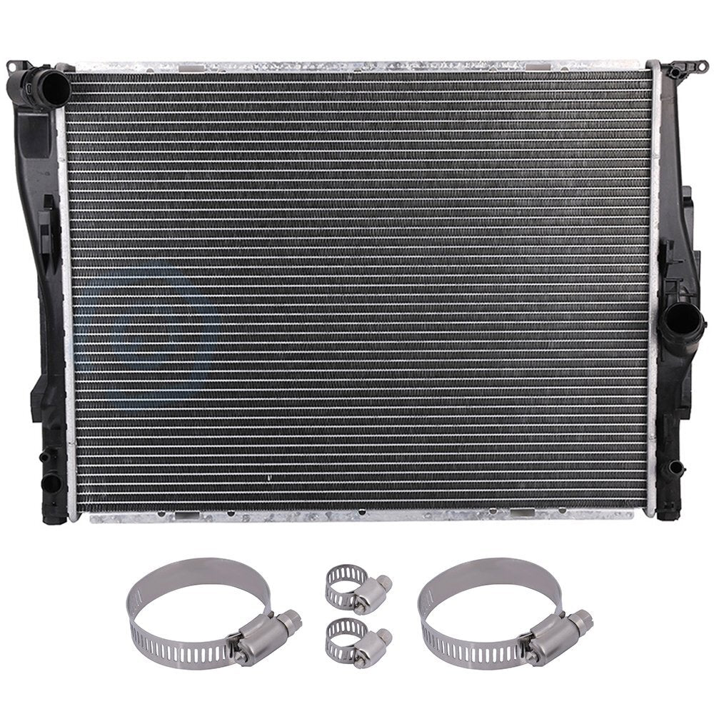 Radiator For BMW 128i 135i 325Ci 325i with Universal Oil Hose Clamps Kit