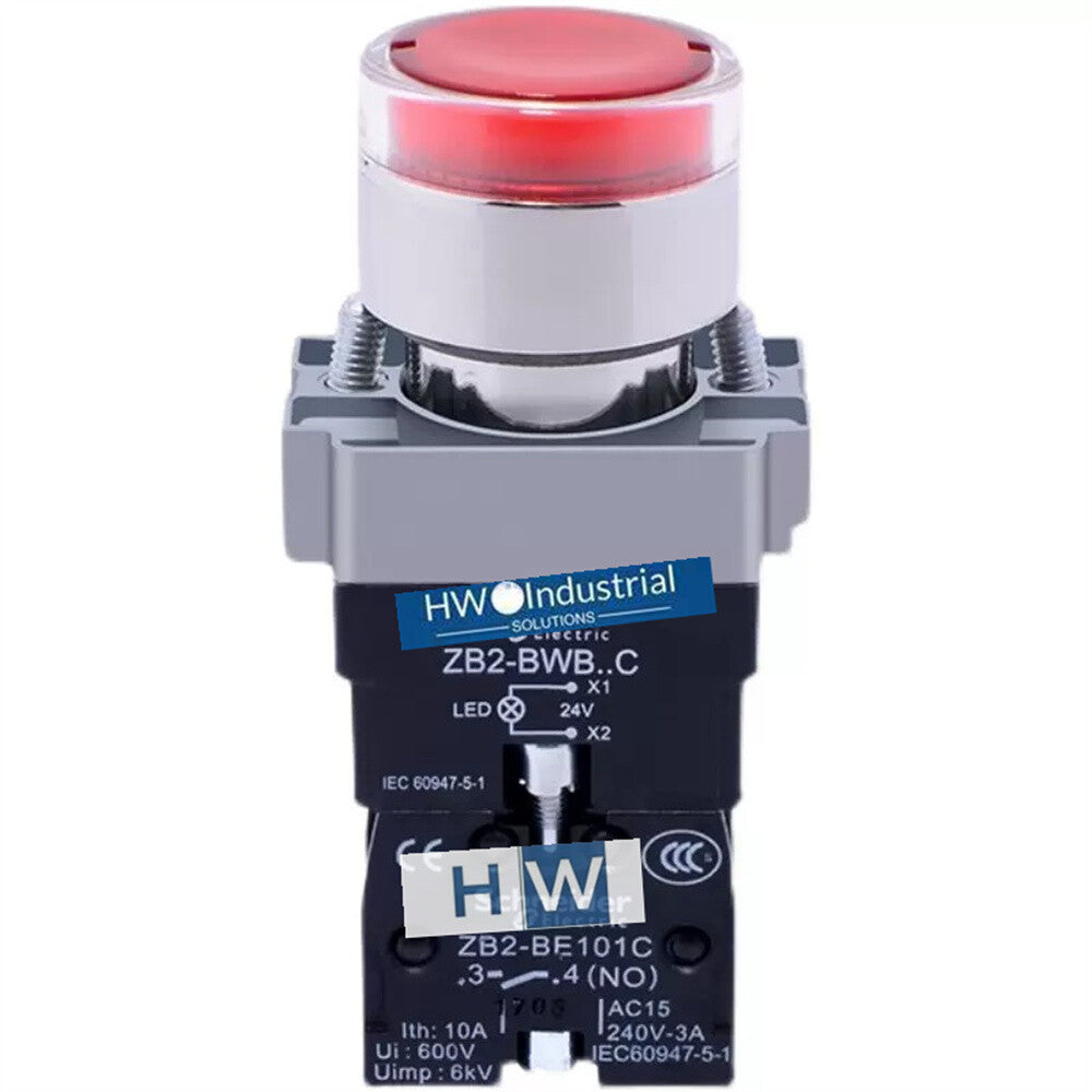 2/Piece  XB2BW34B1C XB2-BW34B1C 24V Red with Light Self Reset Button Switch