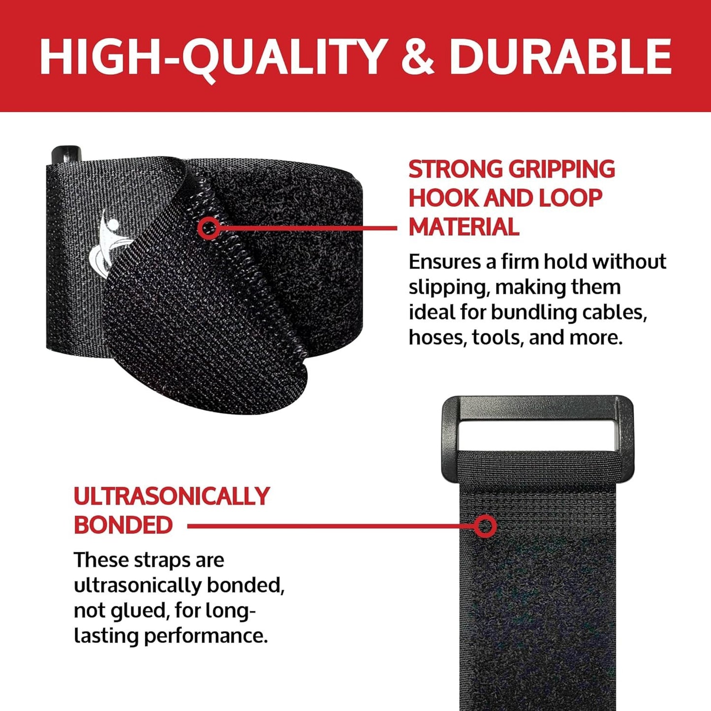 Reusable Cinch Straps 2" X 40" - 6 Pack, Multipurpose Strong Gripping, Quality H