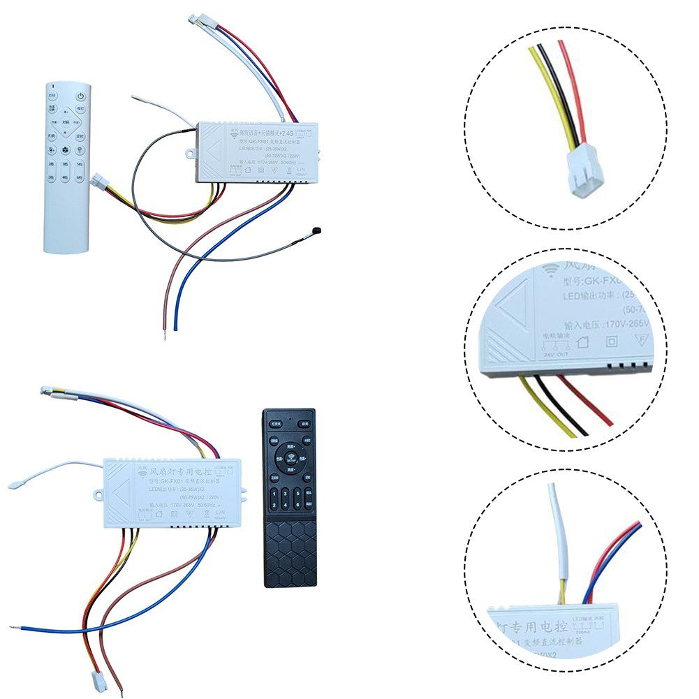 LED Ceiling Fan Remote Control 6 Speeds Light Adjustment Battery Monitor