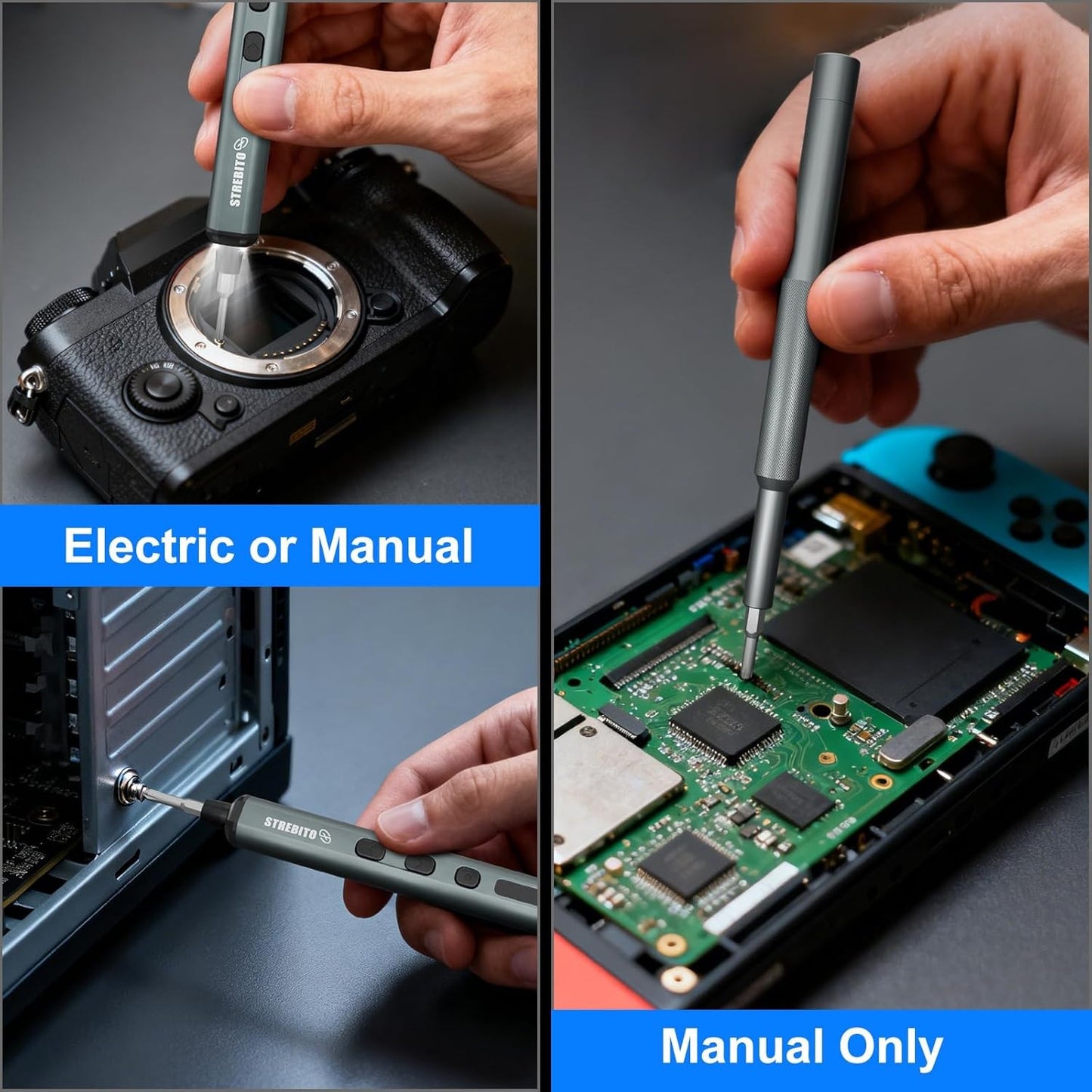 67-in-1 Precision Electric Screwdriver, 50 Bits, 5 Torque Settings, 4 LEDs