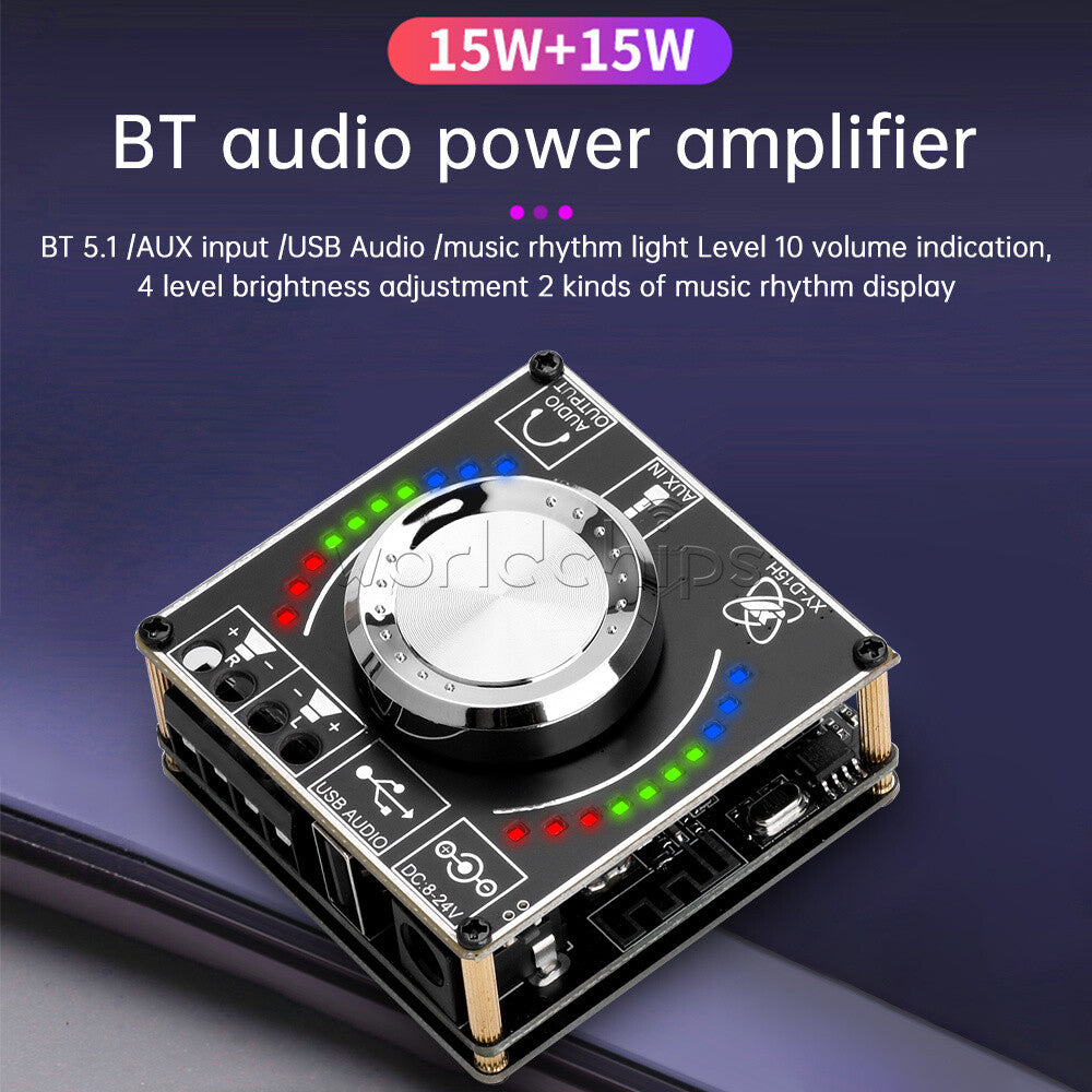 XY-D15H APP Control Bluetooth Digital Power Audio Amplifier Board Colorful Light
